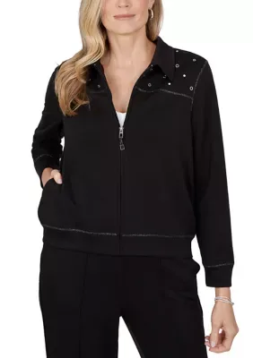 Weekend Warrior Jacket with Grommets & Piping by Alfred Dunner