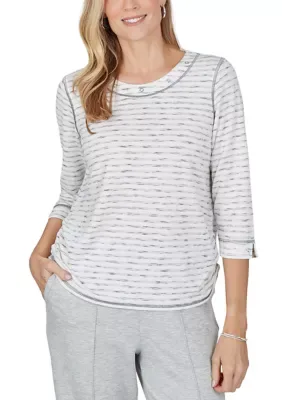 Weekend Warrior Space Dye Stripe Top by Alfred Dunner