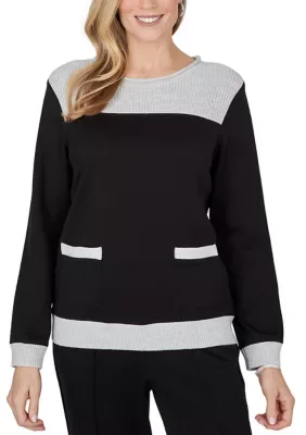 Weekend Warrior Mixed Media Colorblock Top by Alfred Dunner