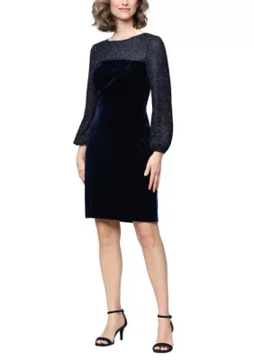 Velvet Illusion Neckline Sheath Dress by Alex Evenings