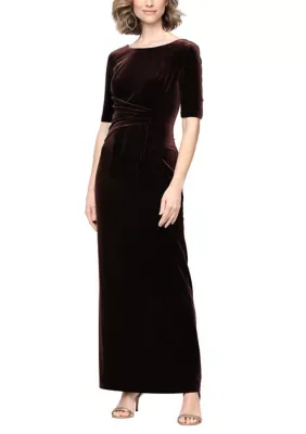 Velvet Ruched Waist Dress by Alex Evenings