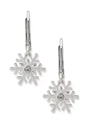 Crystal Snowflake Motif Drop Earrings by Anne Klein