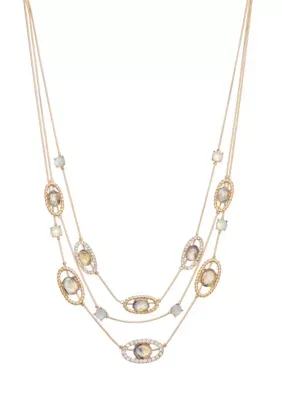 Natural Palette Multirow Necklace, 16 In