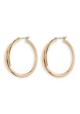 Lauren Ralph Lauren Gold Tone Puffy Hoop Earrings