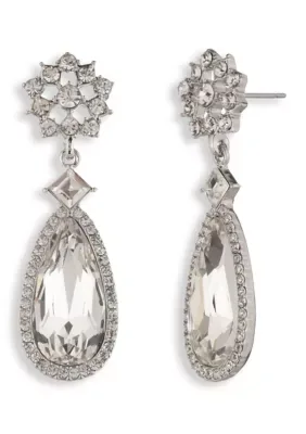 Crystal Pear Stone Double Drop Earrings