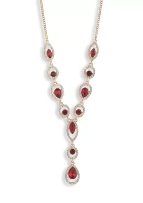 Crystal Pav Statement Y Necklace, 16 In