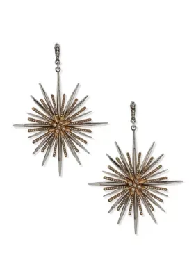 Two Tone Crystal Starburst Drop Earrings by Lainey Wilson