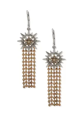 Two Tone Crystal Starburst Chain Tassel Earrings by Lainey Wilson