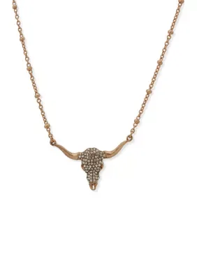 Crystal Pav Steer Head Pendant Necklace, 16 In by Lainey Wilson