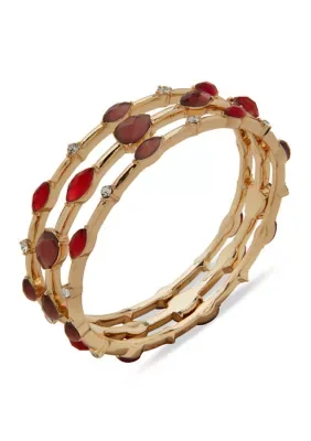 Burgundy Red Multi Stone Bangle Bracelet Set