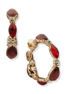 Navette Stone Hoop EZ Comfort Clip Earrings