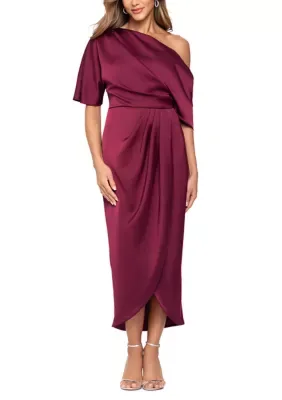 Draped Satin Midi Dress by Betsy & Adam