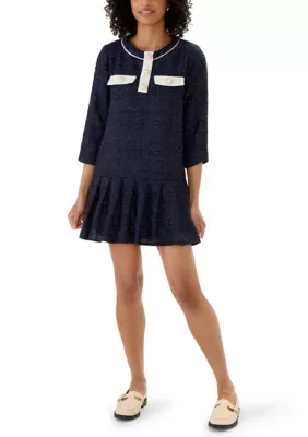 Sabine Tweed 3/4 Sleeve Drop Waist Dress by Alexia Admor