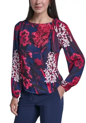 Tie Neck Floral Blouse by Tommy Hilfiger