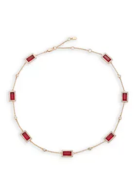 Lauren Ralph Lauren Pav Siam Station Collar Necklace, 16 In by Ralph Lauren