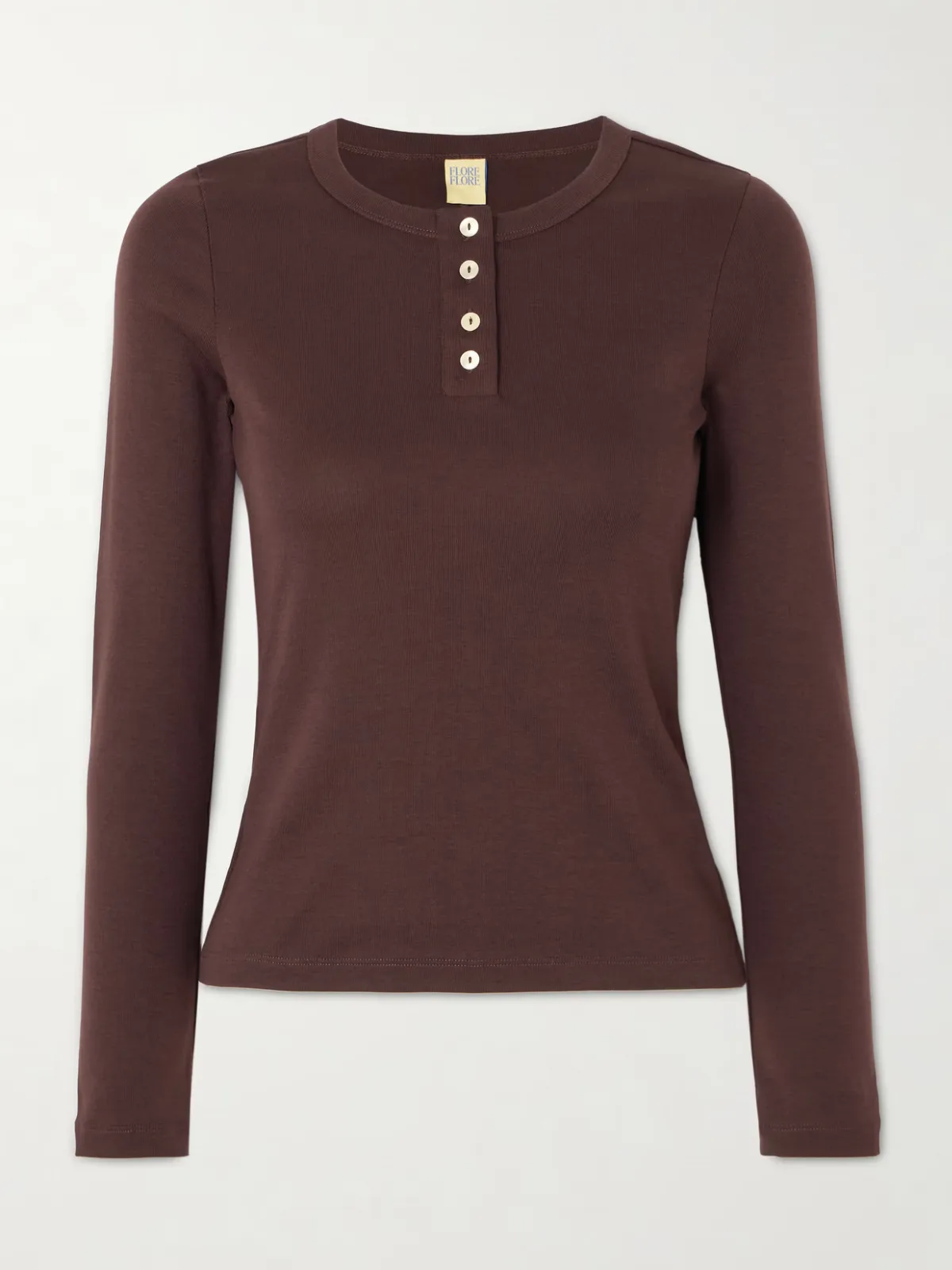 - Jess Ribbed Organic Cotton-jersey Henley Top -