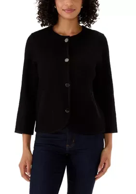 Eyelash Texture Yarn Cardigan by Anne Klein