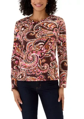 Paisley Print Laced Shoulder Top by Rafaella