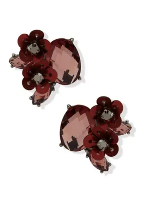 Flower Stone Cluster Stud Earrings