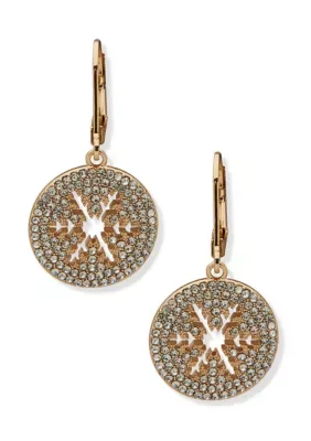 Crystal Pav Snowflake Drop Earrings
