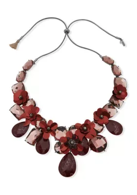Stone Sequin Flower Frontal Necklace, 16 In by Lonna & Lilly
