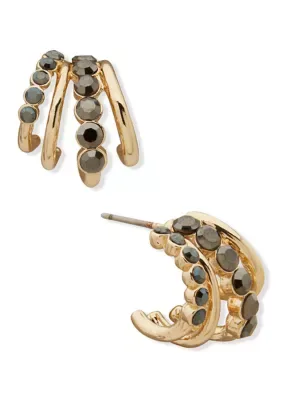 Coal Stone Split Huggie Earrings