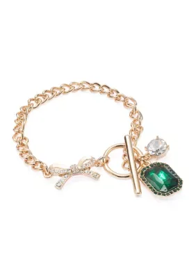 Bow Toggle Stone Charm Bracelet 7 In by Crown & Ivy