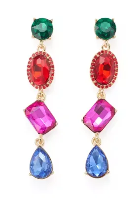 Mix Stone Linear Drop Earrings