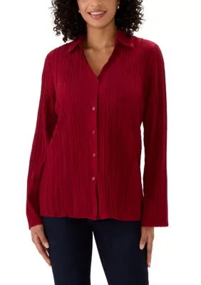 Long Sleeve Plissé Top by Rafaella