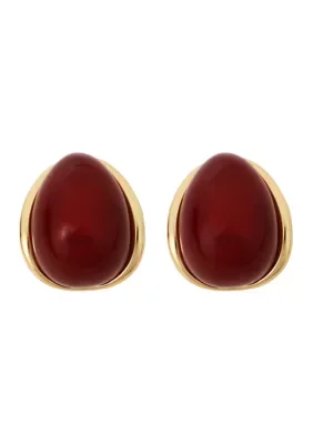 Plated Burgundy Resin Teardrop Earrings