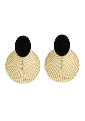 Textured Black Oval Earrings