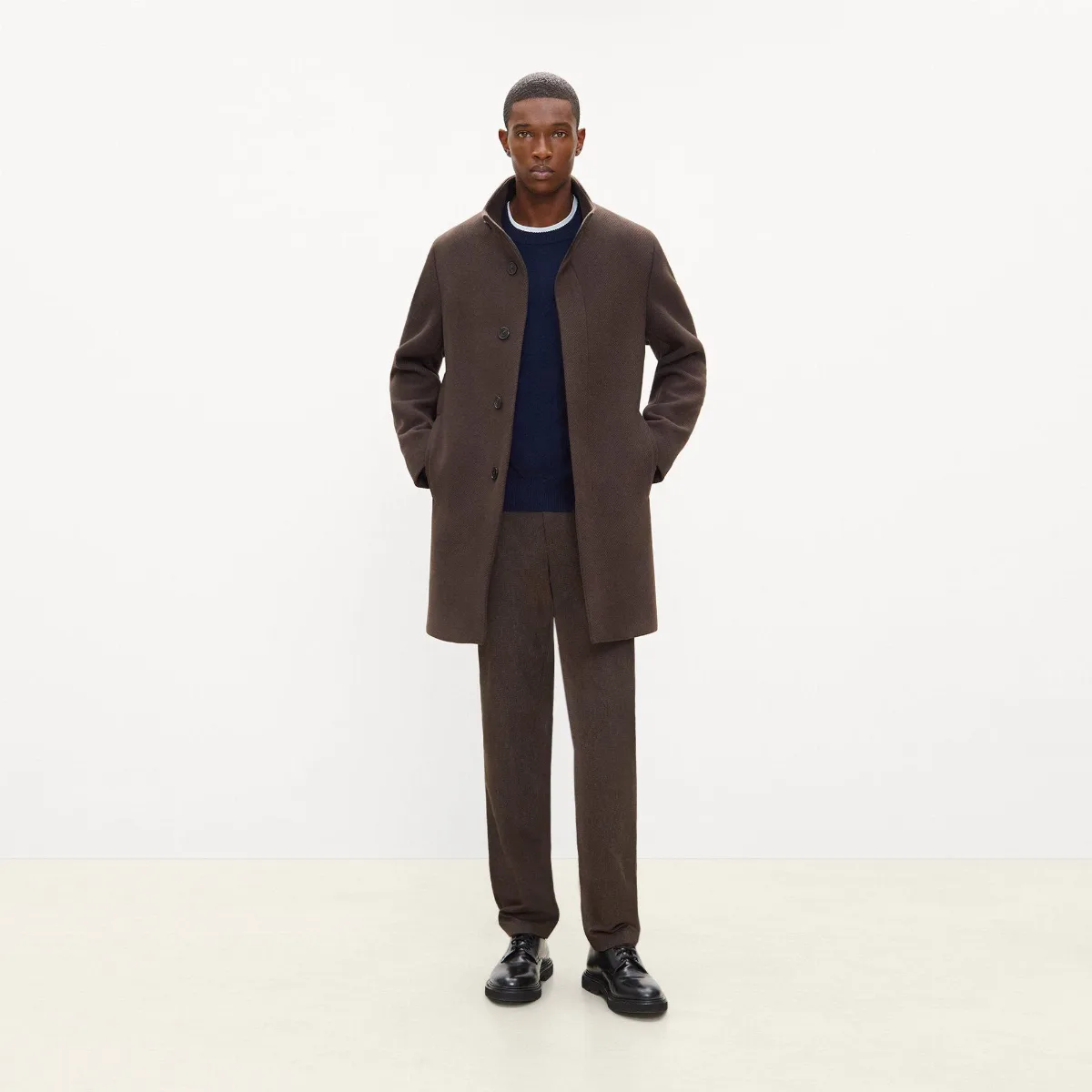 Belvin Coat in Textured Wool-Blend Melton