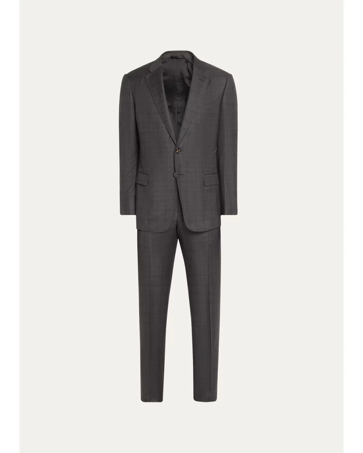 Brushed Wool Plaid Classic Fit Suit by Armani