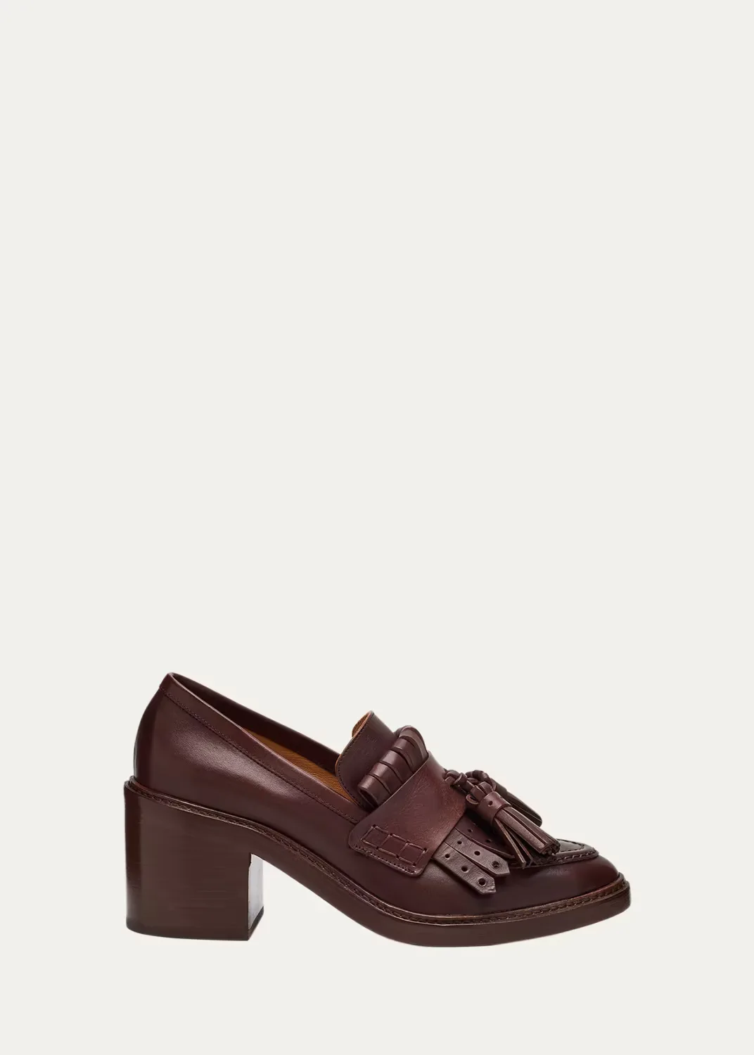 Fiona Leather Tassel Heeled Loafers by Ulla Johnson