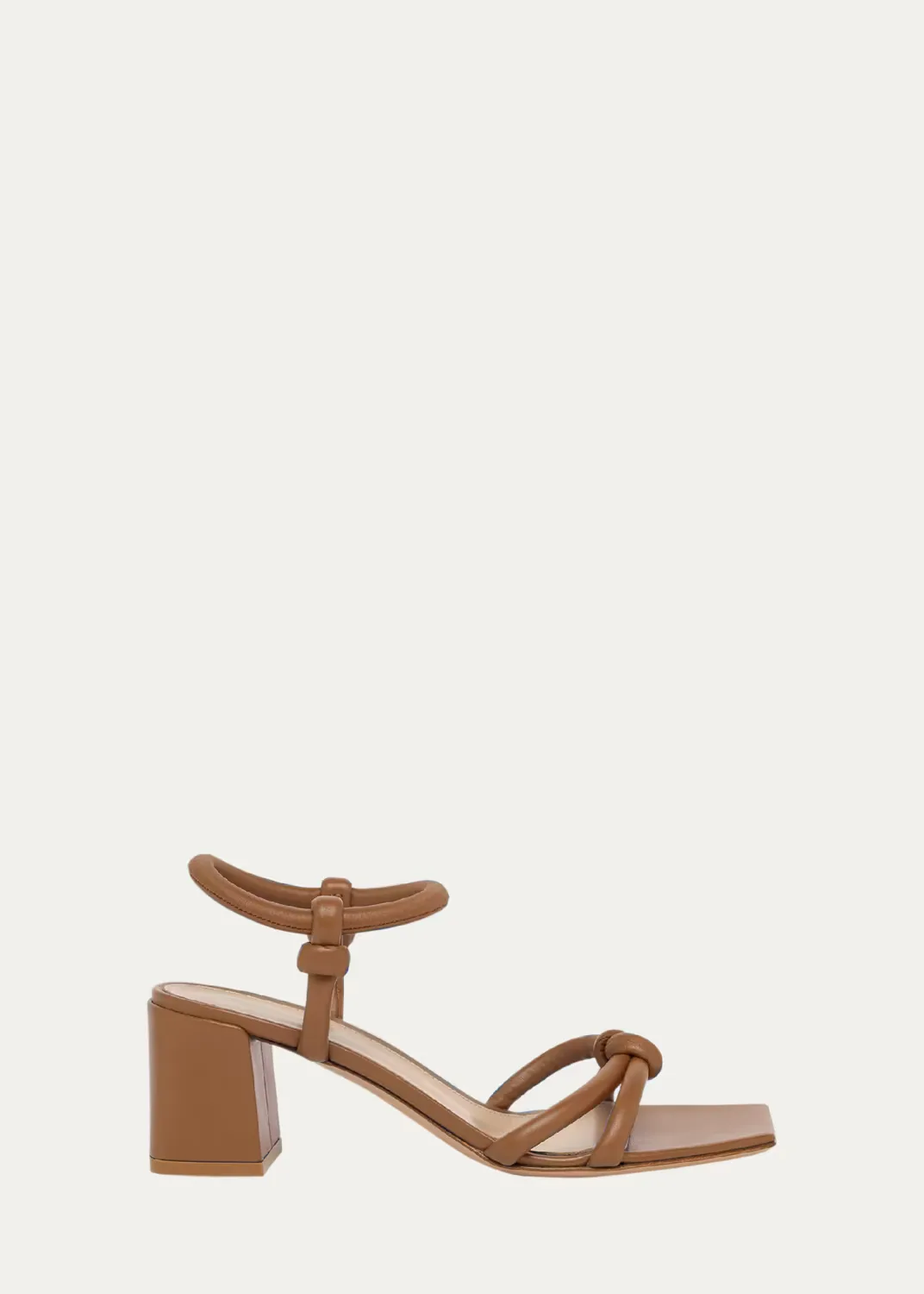 Knotted Leather Block-Heel Sandals by Gianvito Rossi