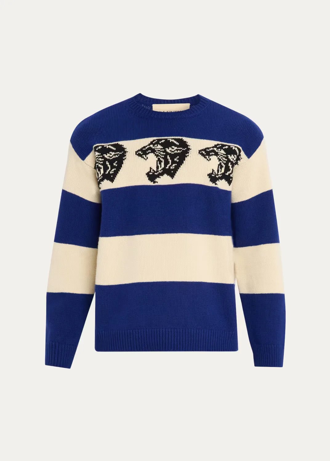 Striped Jacquard Panther Wool Sweater