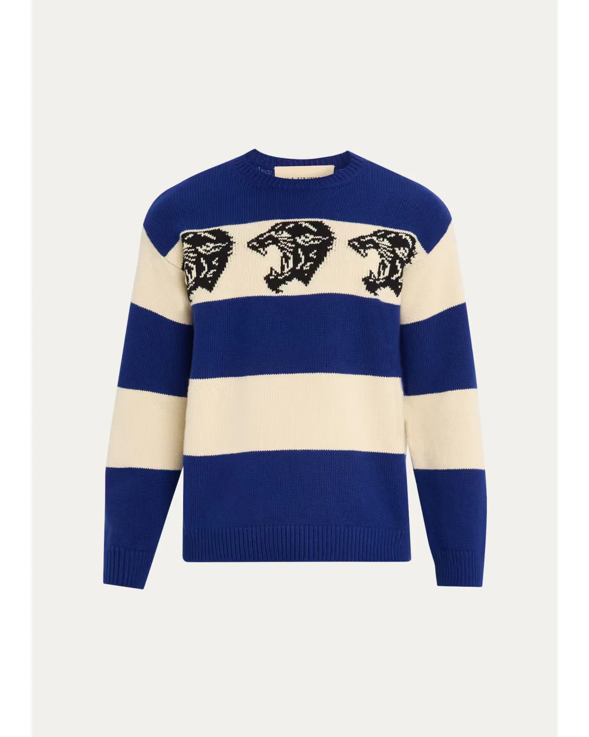 Striped Jacquard Panther Wool Sweater by Valentino Garavani
