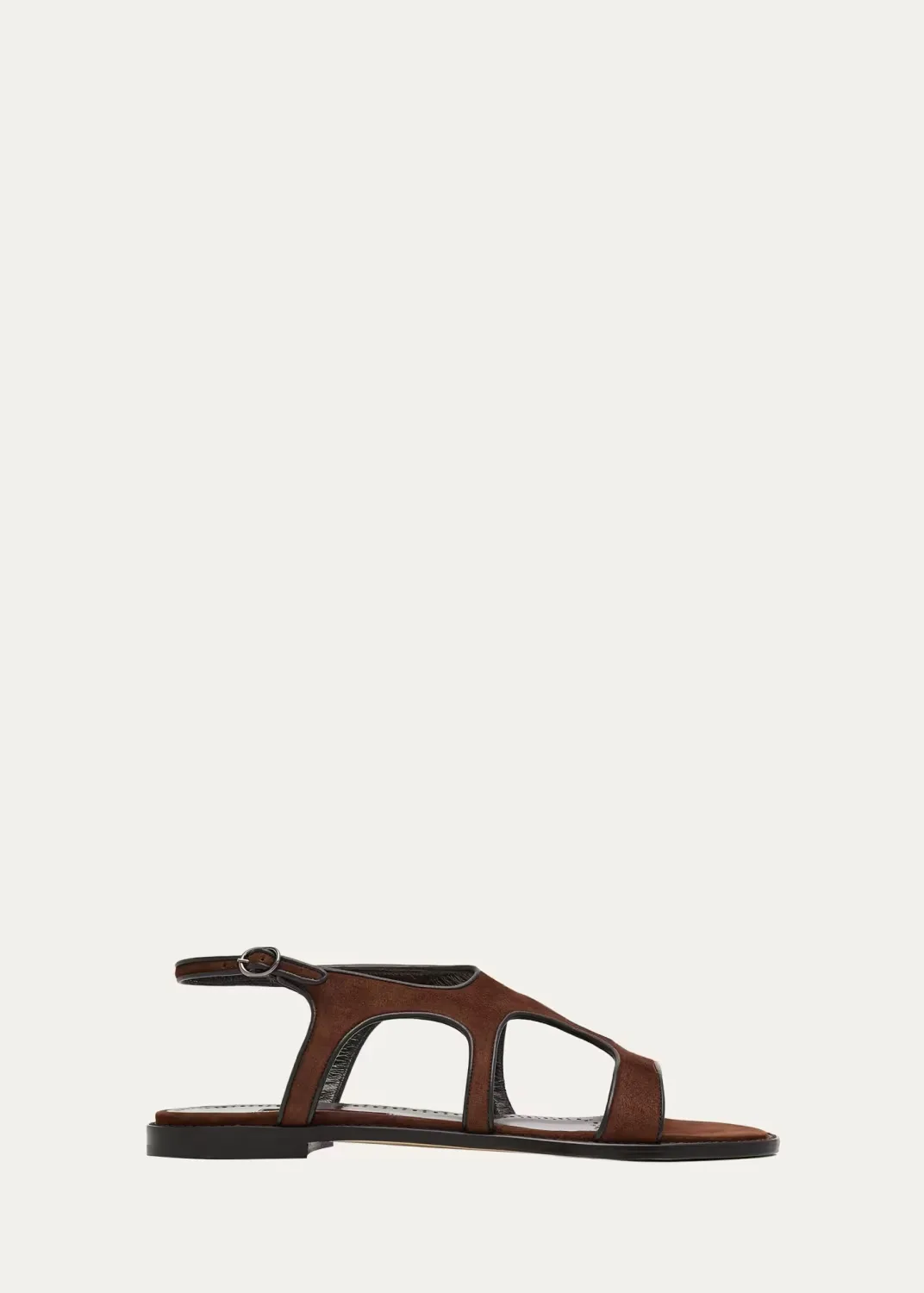 Rufina Leather-Trimmed Suede Sandals by Manolo Blahnik