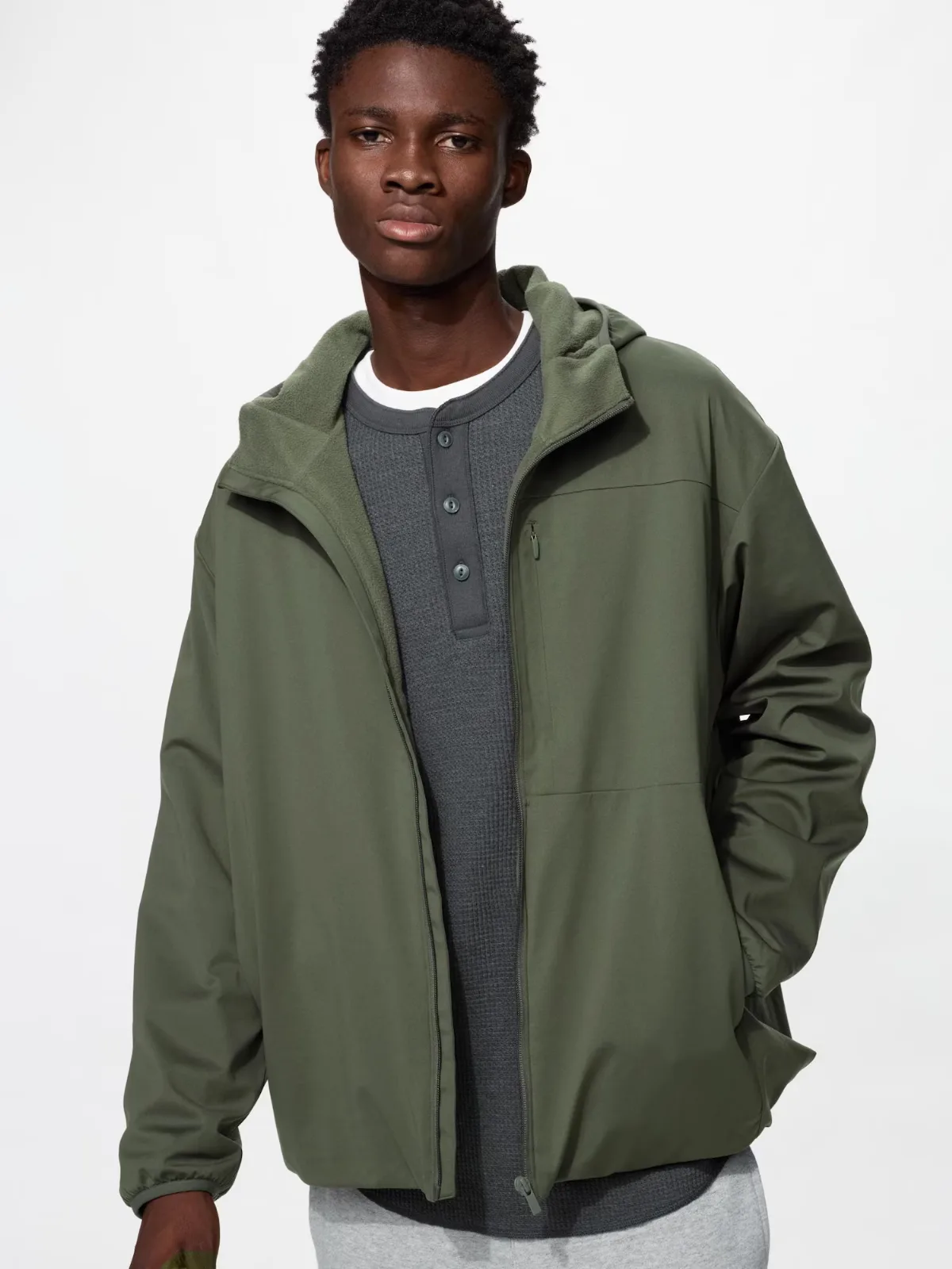 Windproof Fleece Full-Zip Hoodie by Uniqlo