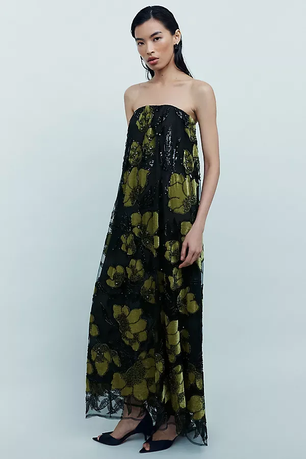 Margot Velvet Burnout Midi Dress by Helsi