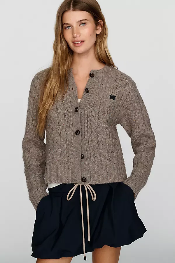 100% Wool Cable Knit Cardigan by Rowing Blazers