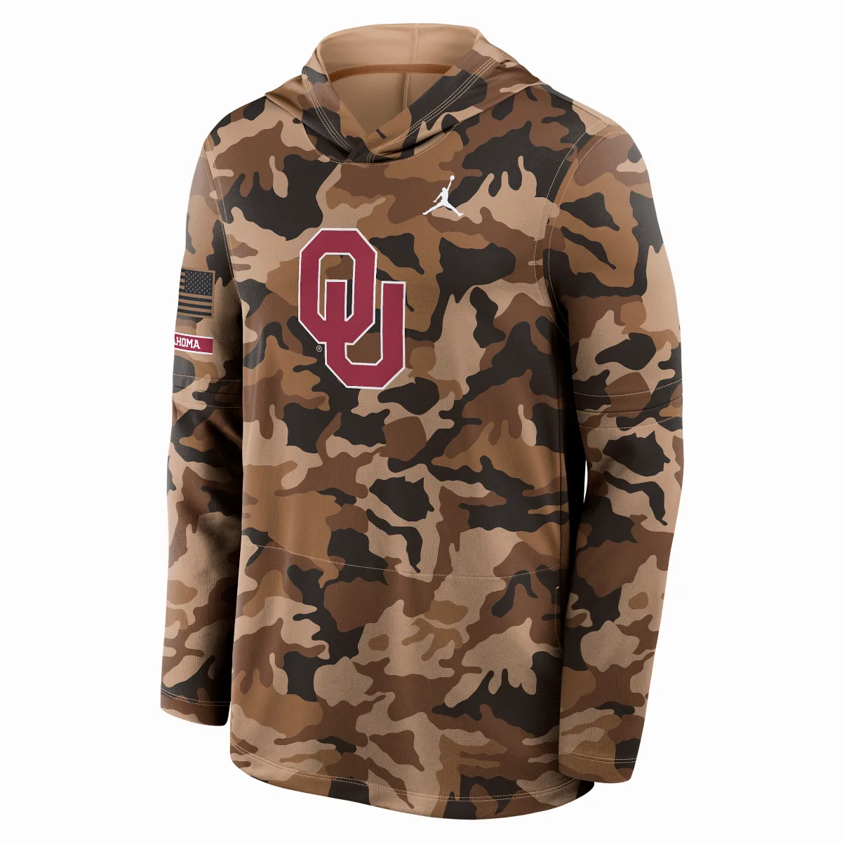 Oklahoma 2026 Military Appreciation Jordan Brand Dri-FIT College Long-Sleeve Hooded Top by Jordan
