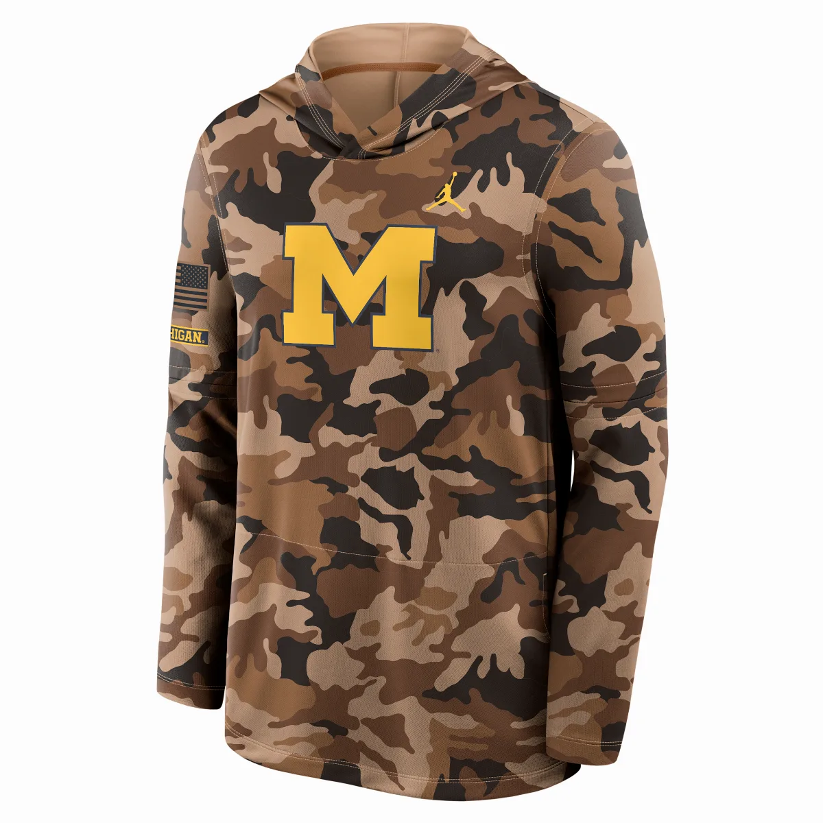 Michigan Military Appreciation Jordan Brand Dri-FIT College Long-Sleeve Hooded Top by Jordan