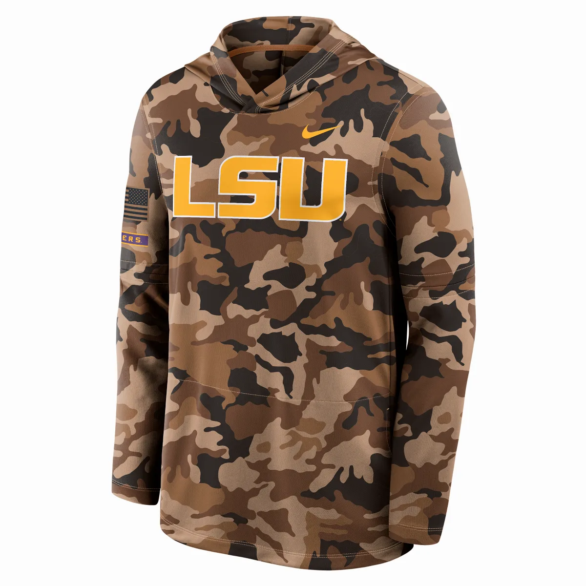 LSU 2026 Military Appreciation Dri-FIT College Long-Sleeve Hooded Top by Nike