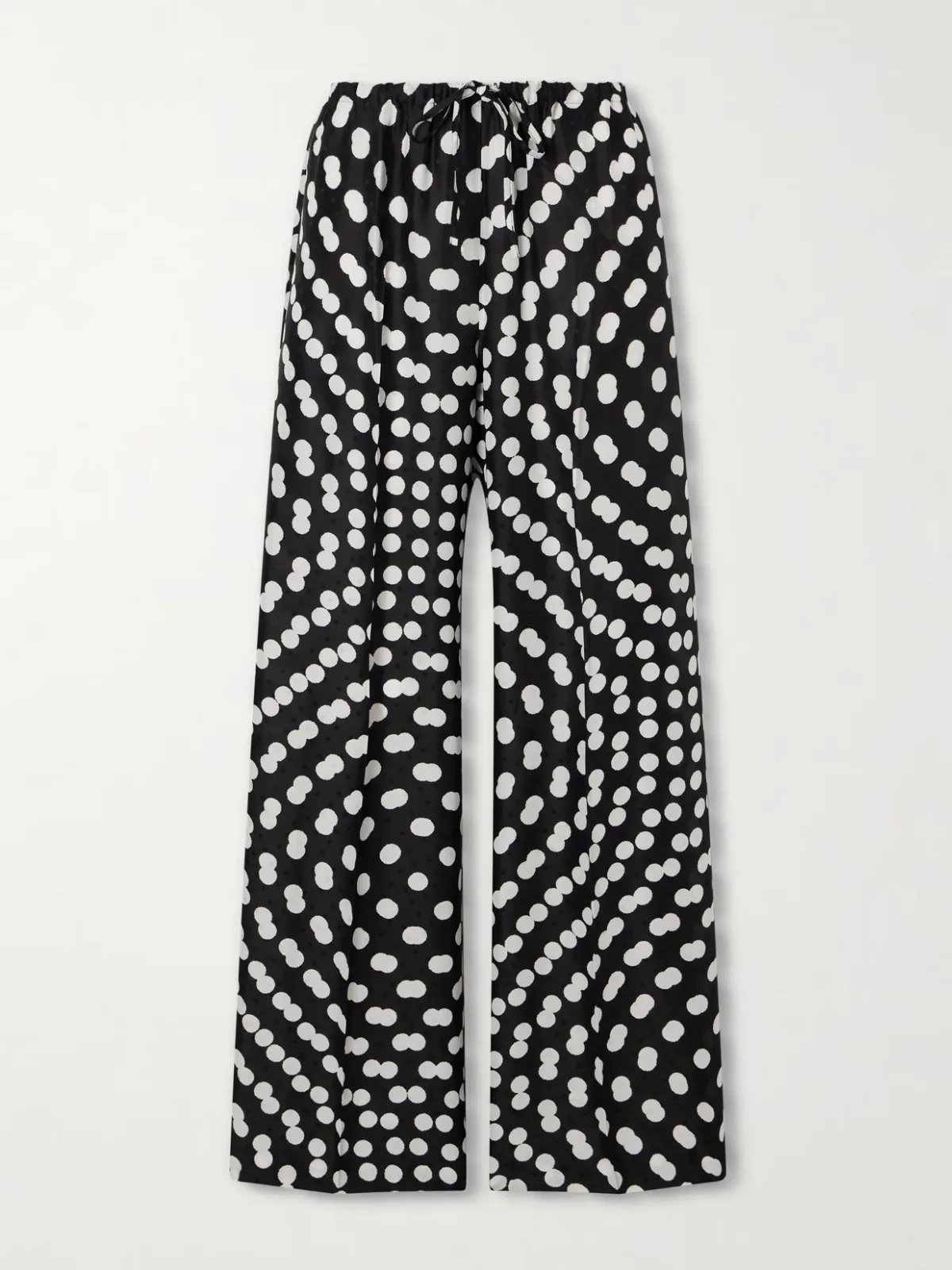 - Puvis Polka-dot Satin Straight-leg Pants -