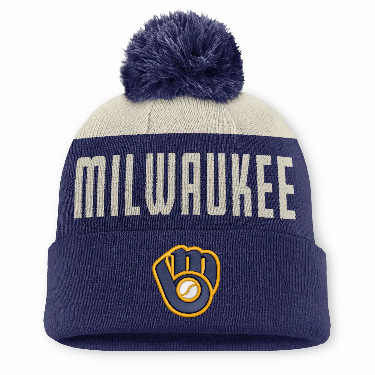 Milwaukee Brewers Cooperstown Peak MLB Cuffed Pom Beanie