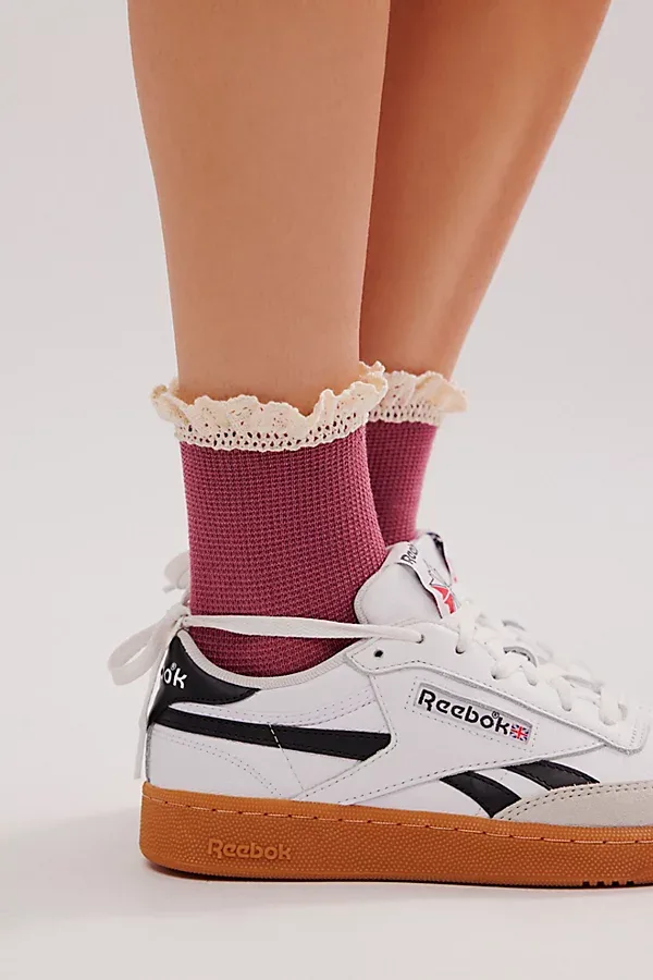 Beloved Waffle Knit Ankle Socks by Free People