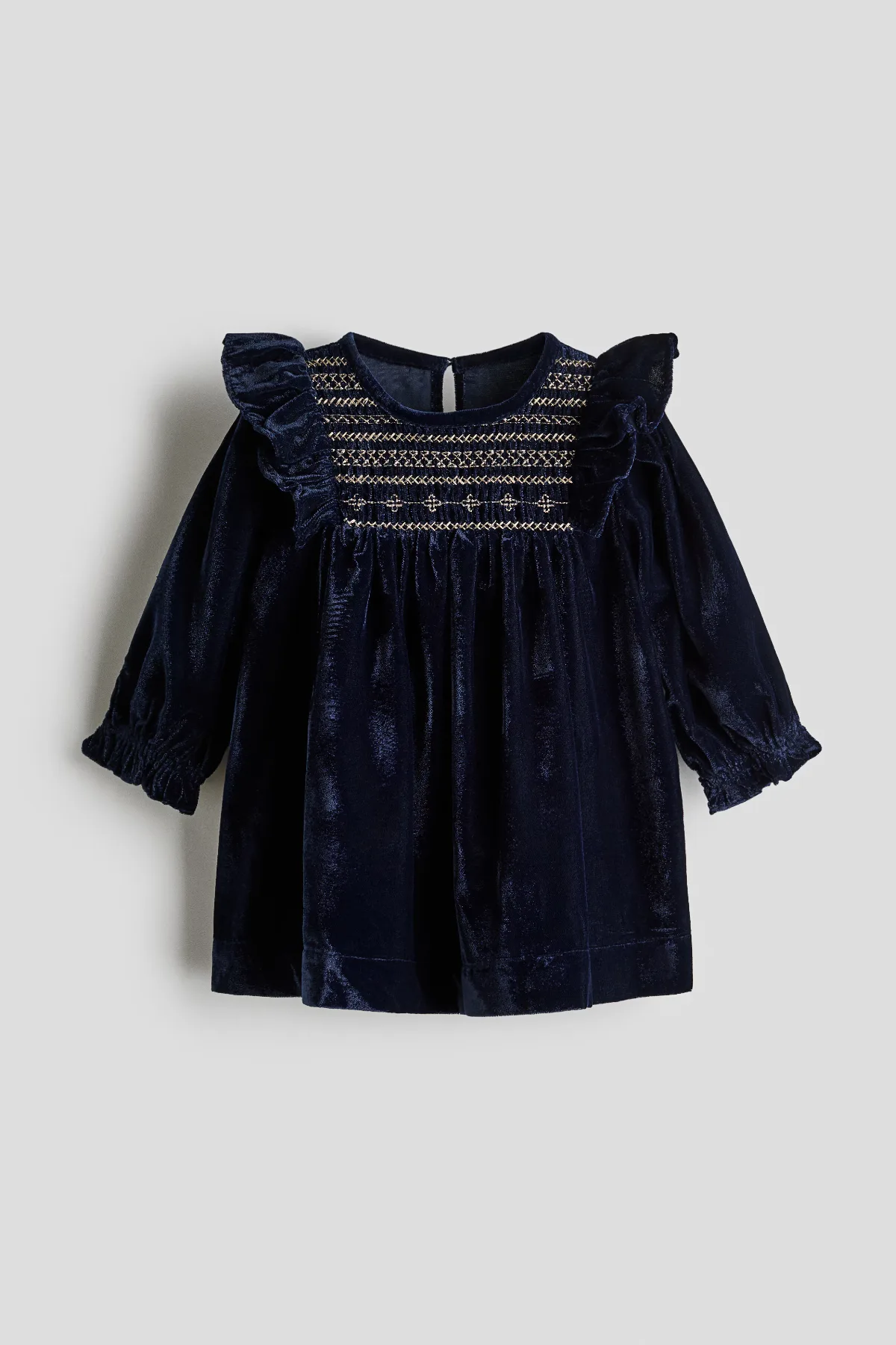 Embroidered-Detail Velvet Dress by H&M