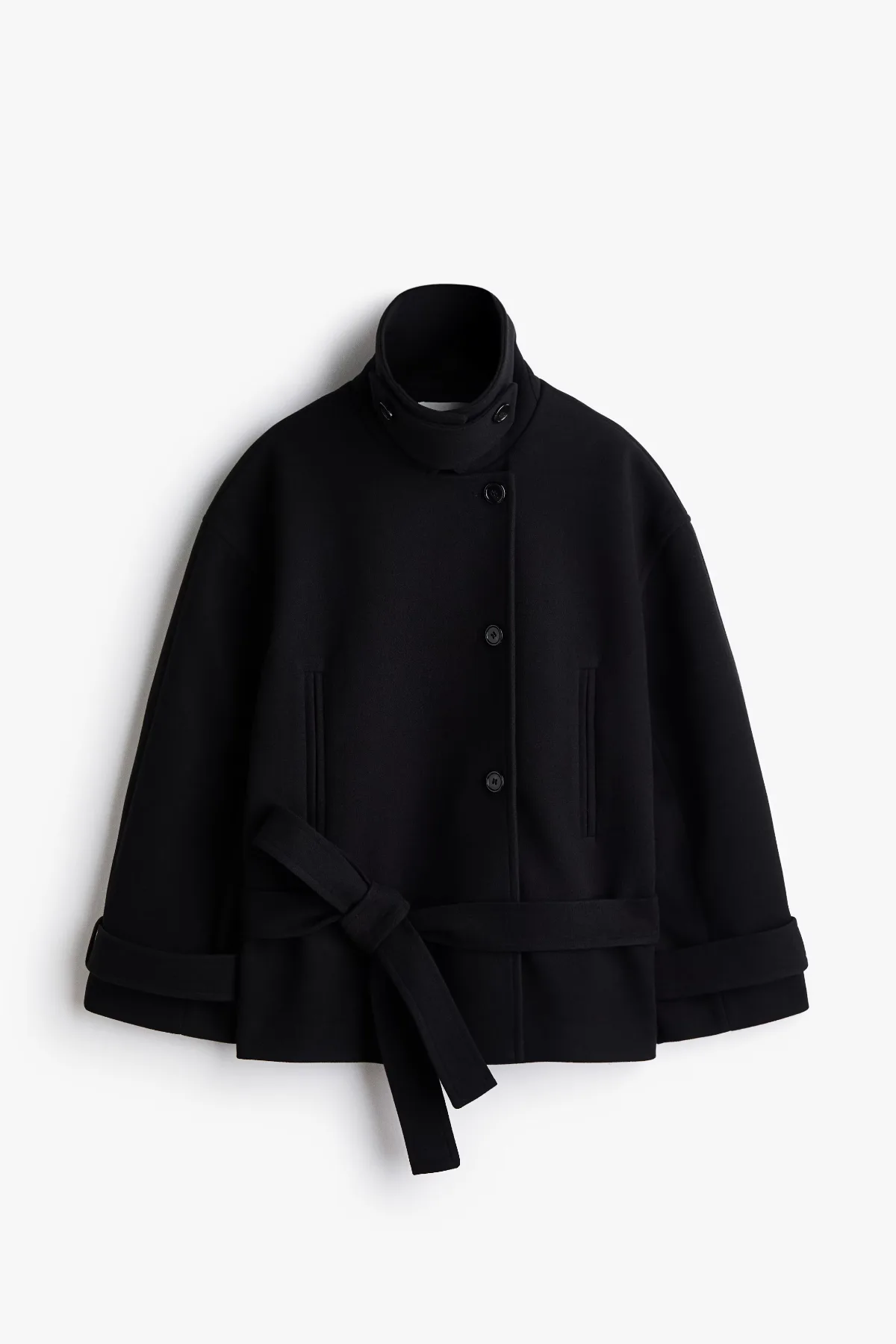 Funnel-Collar Jacket with Tie Belt by H&M