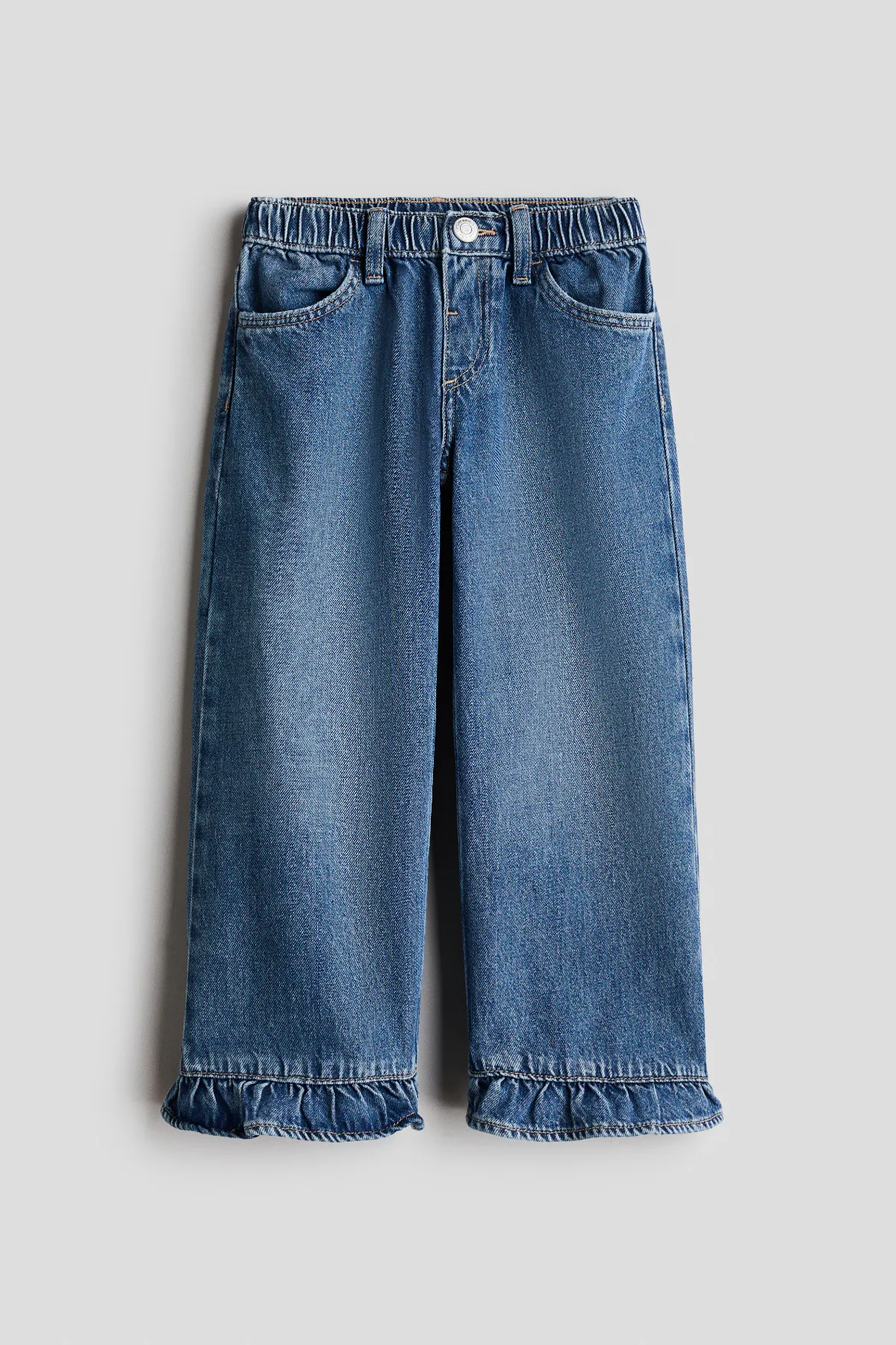 Loose-Fit Ruffle-Trimmed Jeans by H&M